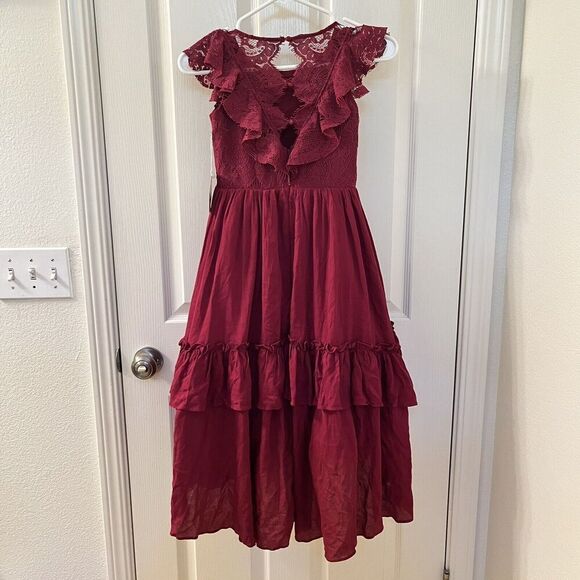 Joyfolie Mia Joy Lacy Petticoat Dress in Burgundy Girls Size 7 - Picture 12 of 16